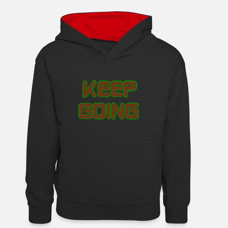 Continuez Continuez Restez fort - Sweat à capuche contrasté Ado - noir/rouge