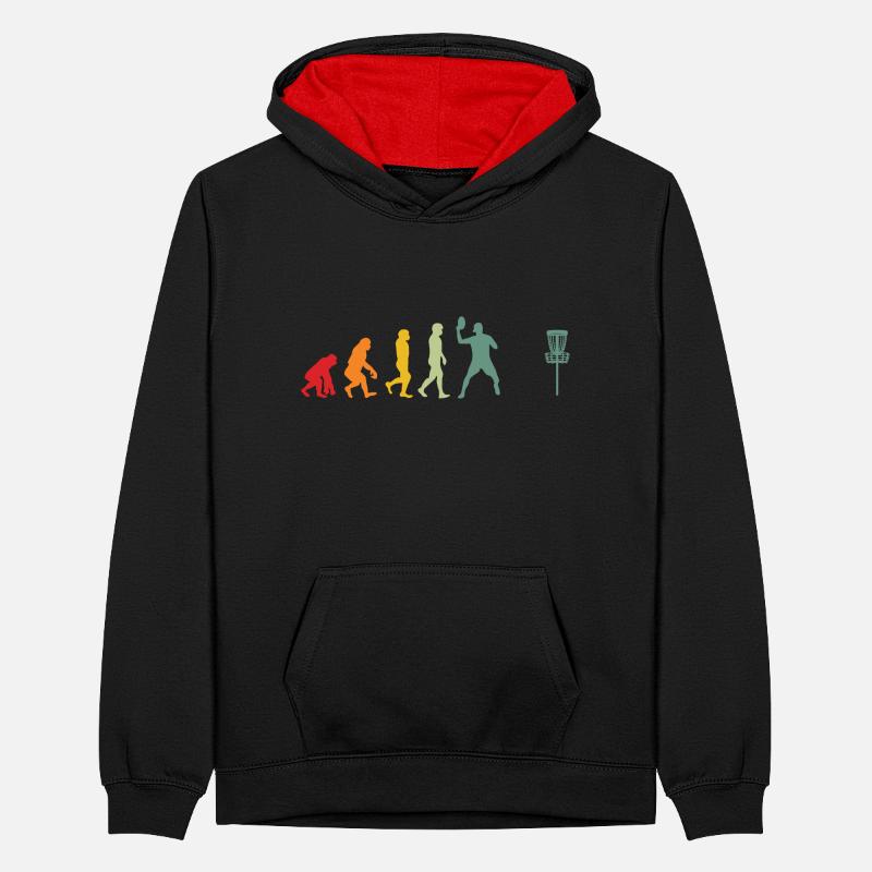 Disc Golf Evolution vintage retro Teenager Contrast Hoodie