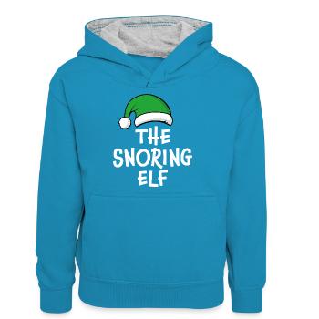 L’elfe ronflant - Sweat à capuche contrasté Ado - bleu paon/gris chiné - Devant