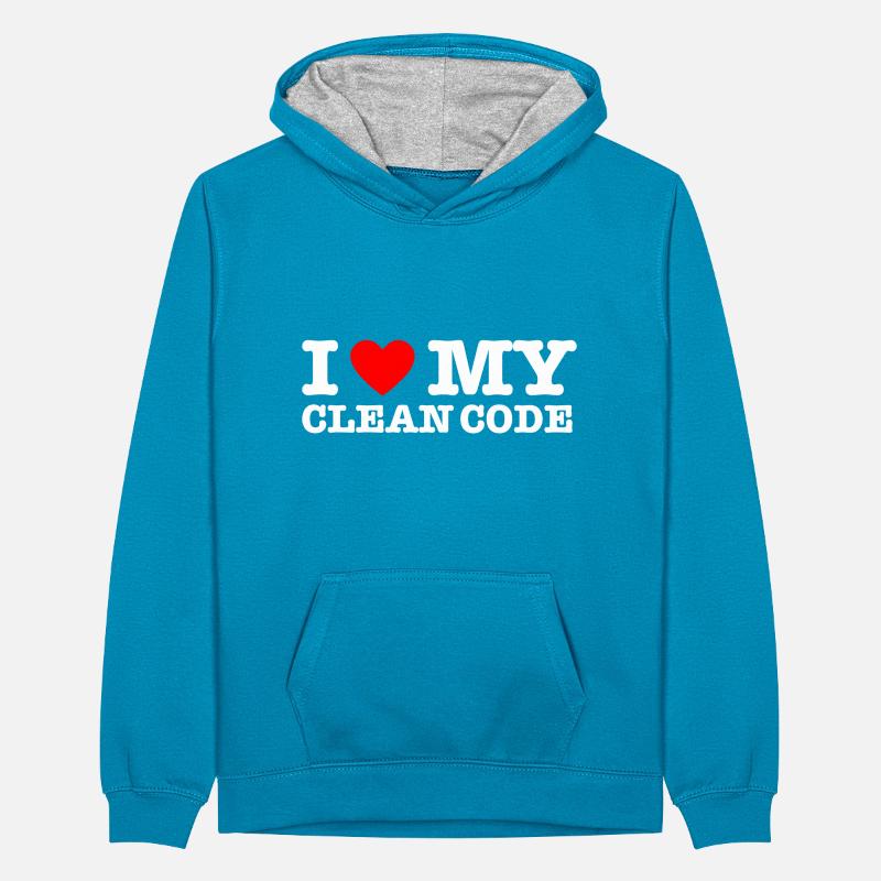 I Heart My Clean Code - Funny Gift Programer Teenager Kontrast-Hoodie