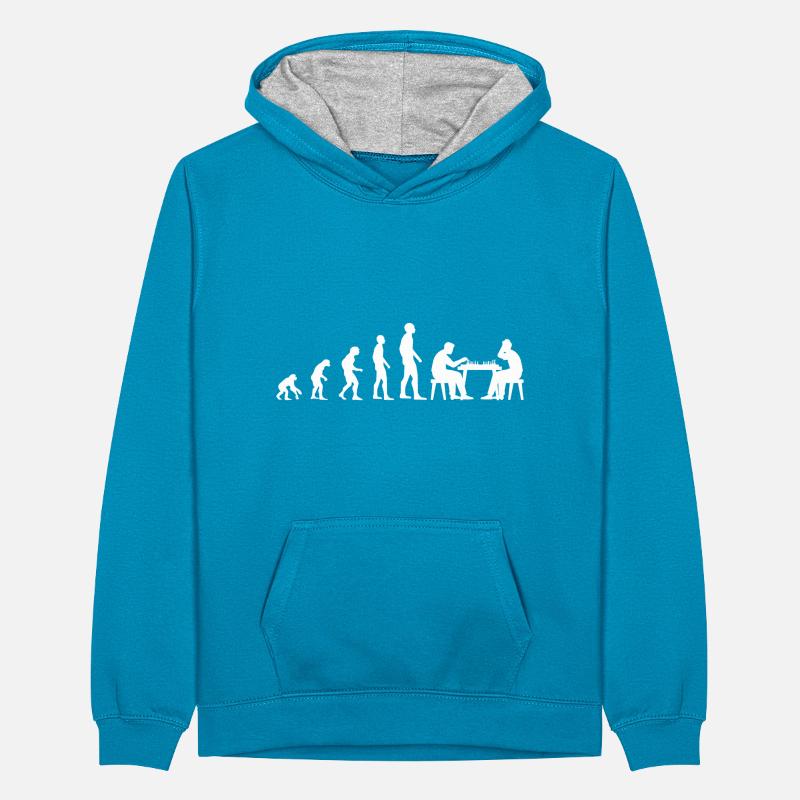 Schach Evolution Geschenk Teenager Kontrast-Hoodie