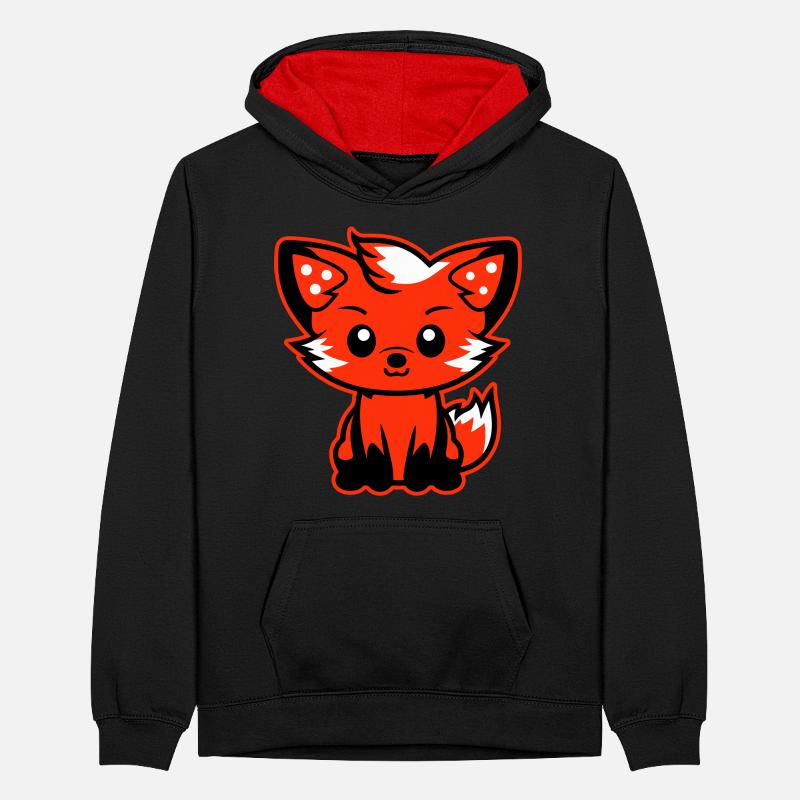 Fuchs Comic Teenager Kontrast-Hoodie