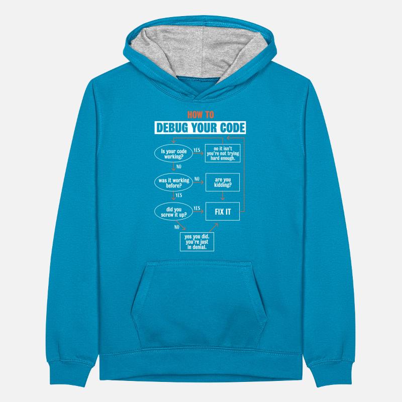 "So debuggen Sie Ihren Code" Funny Programmer Coding Teenager Kontrast-Hoodie