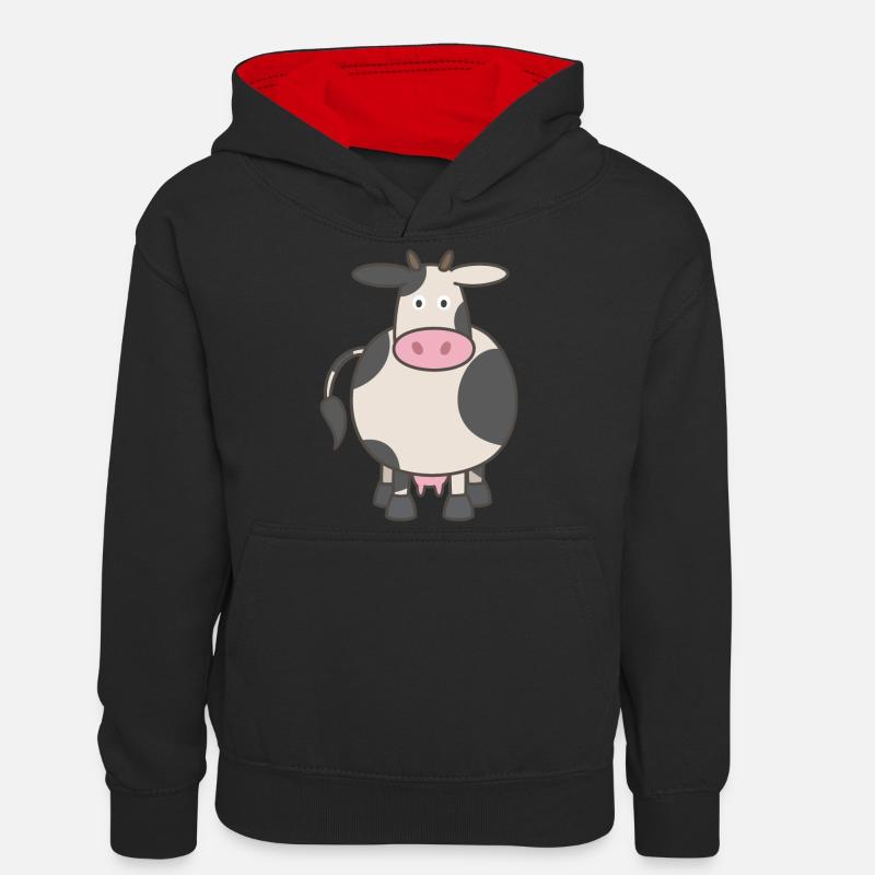Vache - Sweat à capuche contrasté Ado - noir/rouge