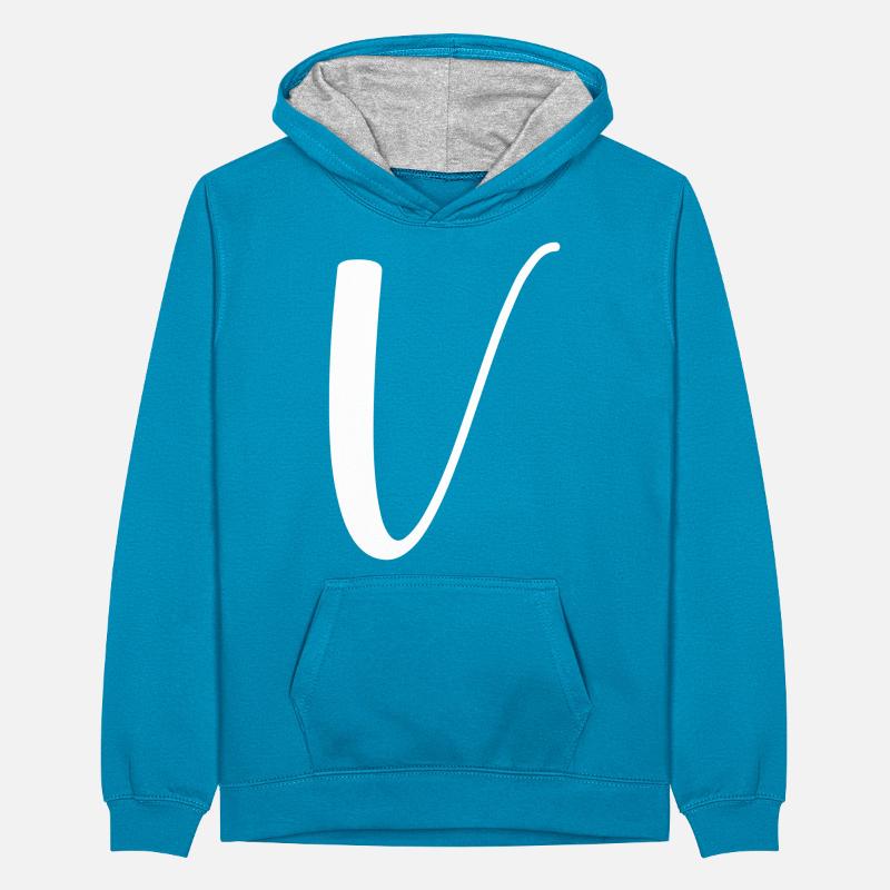 Calligraphie, initiale V Sweat à capuche contrasté Ado