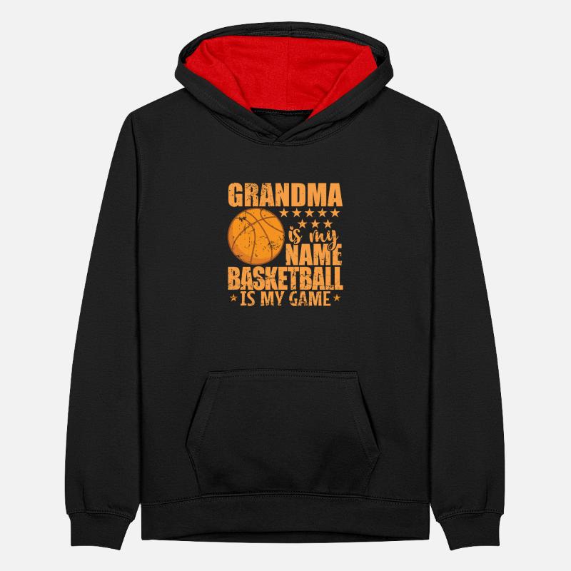 Grand-mère, c’est mon nom, le basket-ball, c’est mon jeu Sweat à capuche contrasté Ado