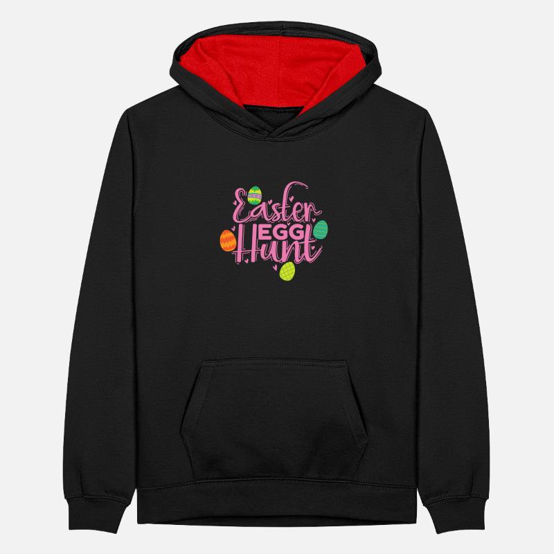 Easter Egg Hunt Easter Bunny Spring Teenager Contrast Hoodie