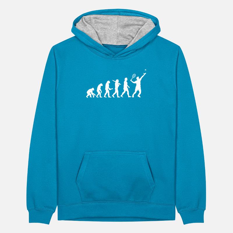 Evolution Badminton Spieler Aufschlag Geschenkidee Teenager Kontrast-Hoodie