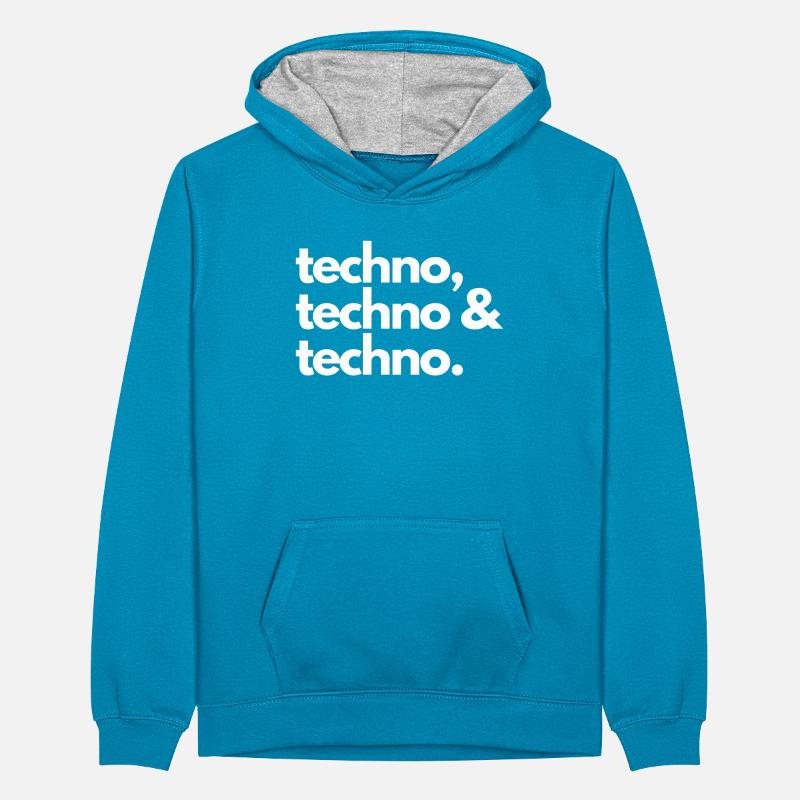 Techno, Techno & Techno Teenager Kontrast-Hoodie