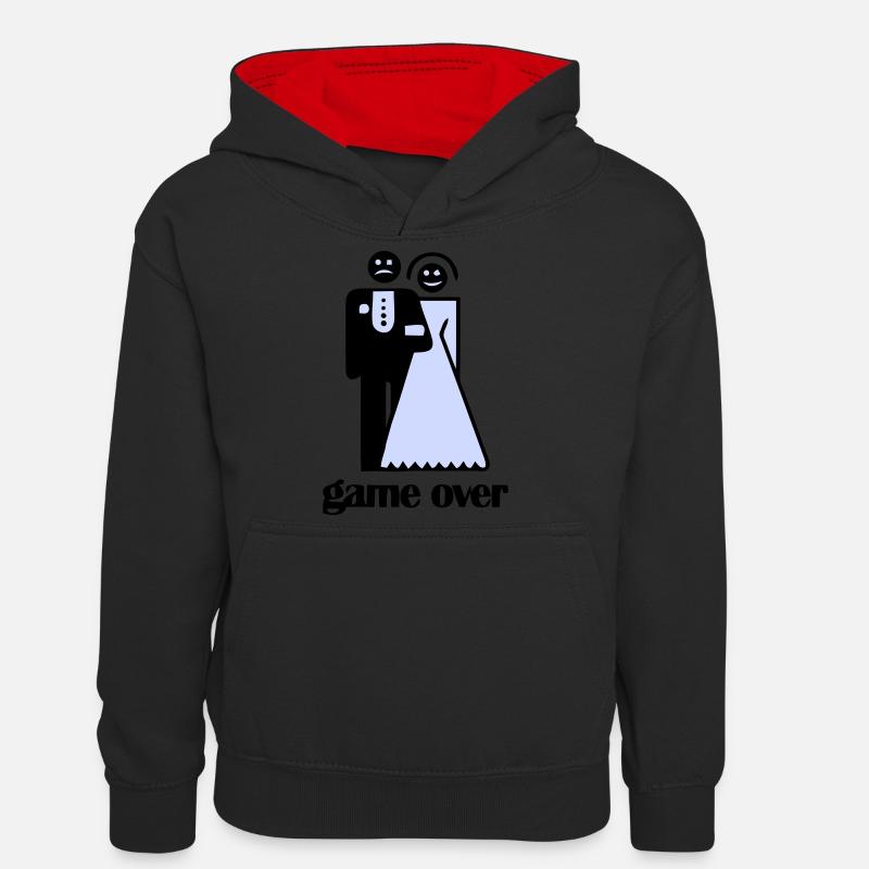 Jeu de mariage plus - Sweat à capuche contrasté Ado - noir/rouge
