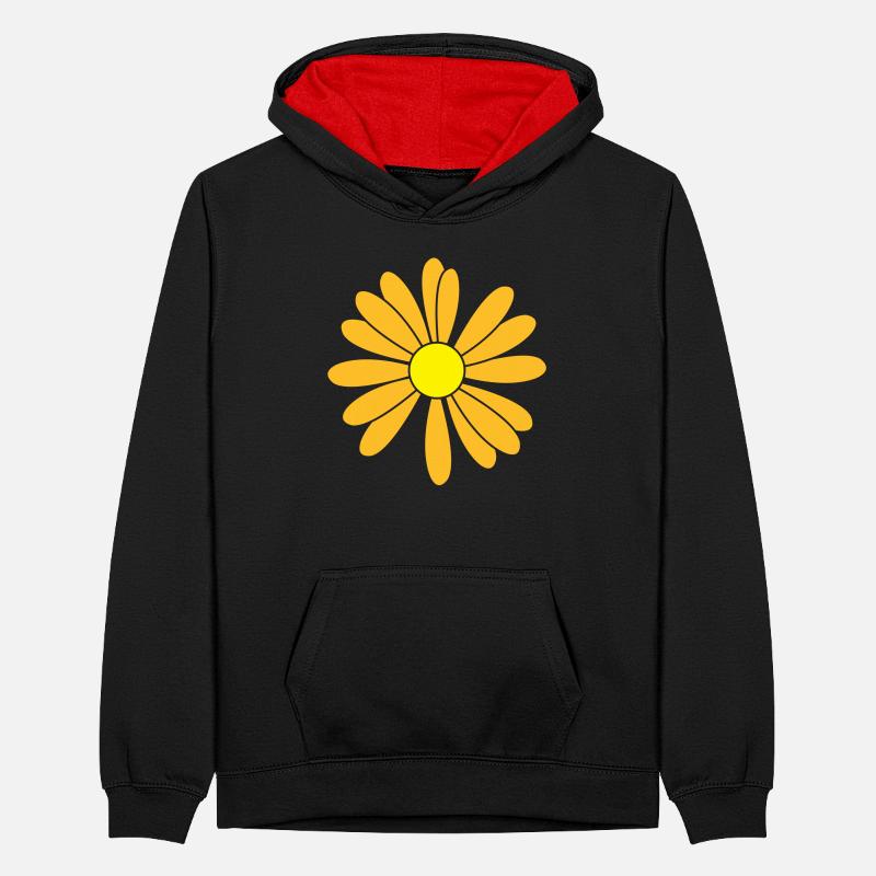 Patch de fleurs Sweat à capuche contrasté Ado