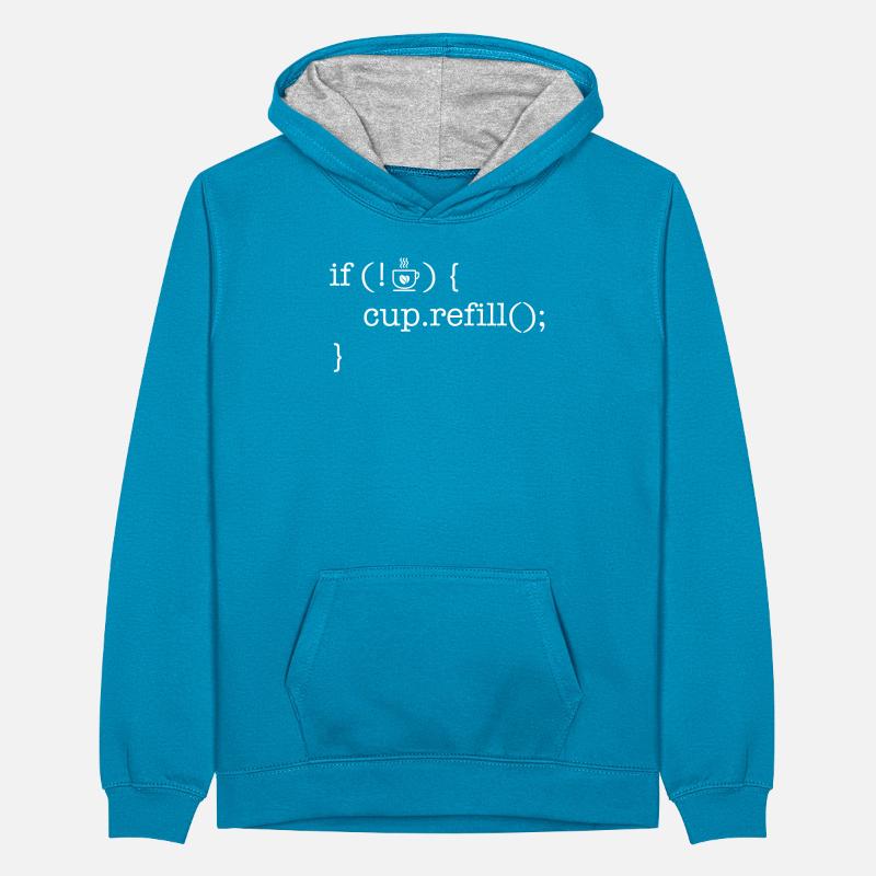 Chemise café pour programmeur amateur de code café Sweat à capuche contrasté Ado