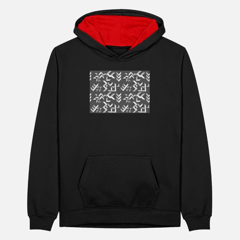 Deco pattern triangles grey-white Teenager Contrast Hoodie