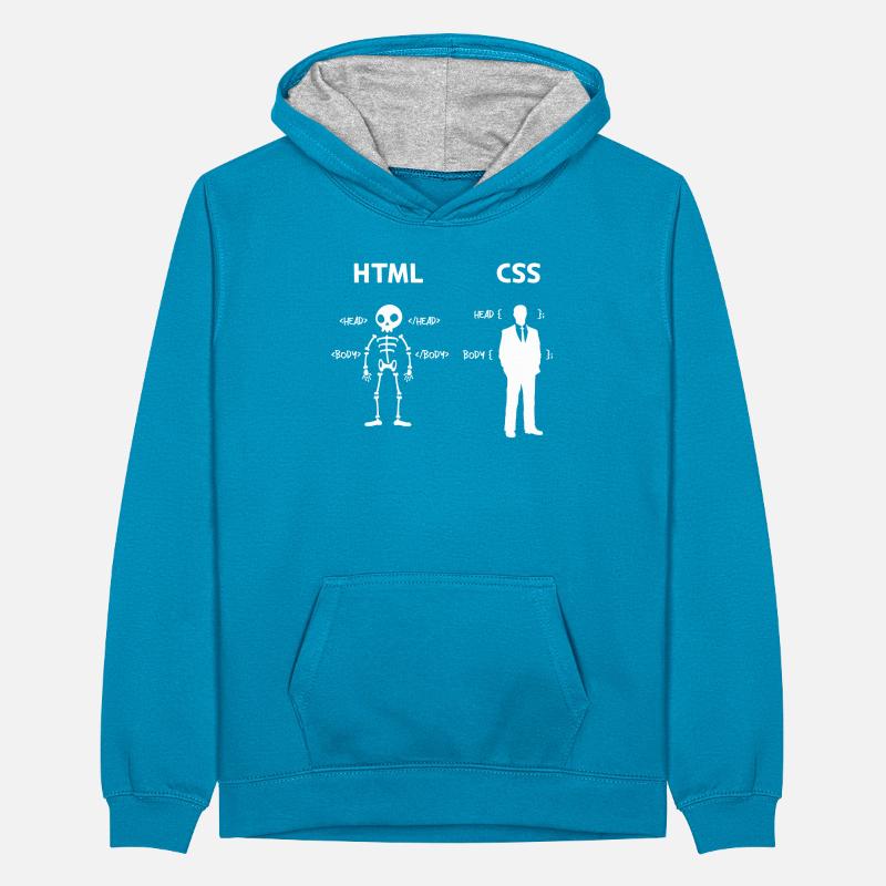Code Css C++ Php Java Développeur Code Scripting Sweat à capuche contrasté Ado
