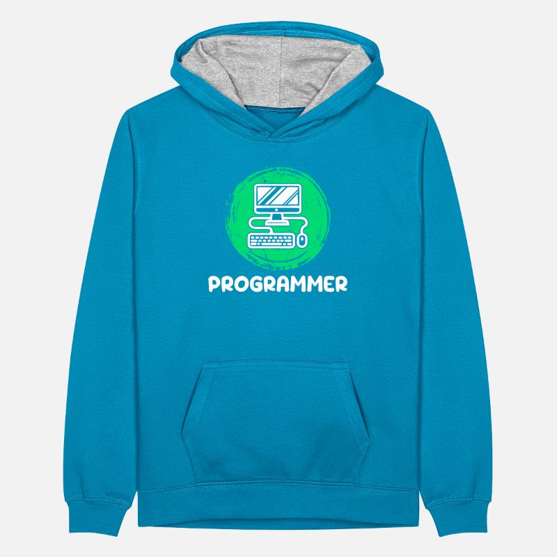 Computer Developer Programmierer Computerfreak Teenager Kontrast-Hoodie
