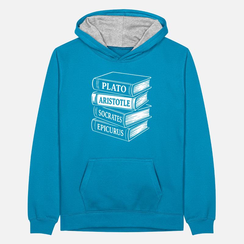 Classical Philosophers Book Stack Design Teenager Contrast Hoodie