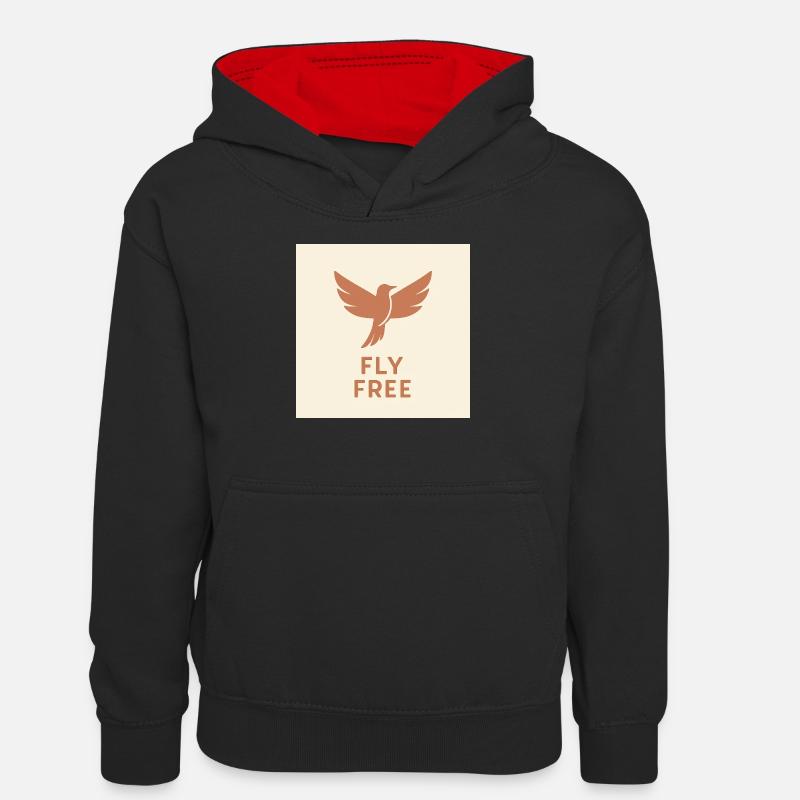 Voler et libérer - Sweat à capuche contrasté Ado - noir/rouge