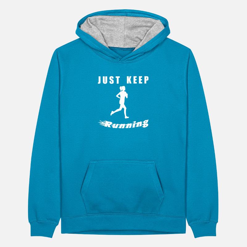 Continue simplement de courir – Silhouette de coureur Sweat à capuche contrasté Ado
