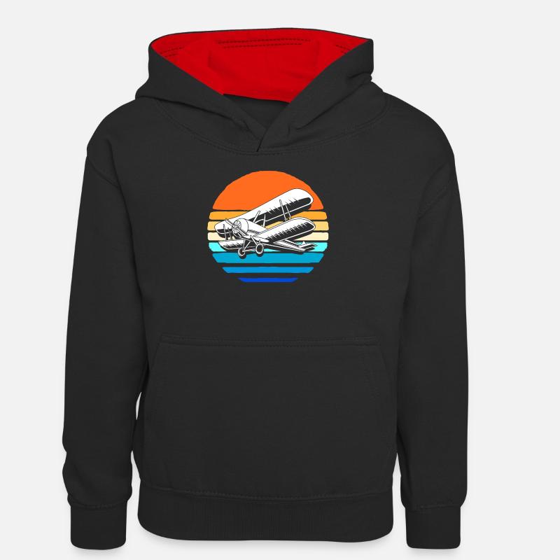 Avion modèle modèle - Sweat à capuche contrasté Ado - noir/rouge