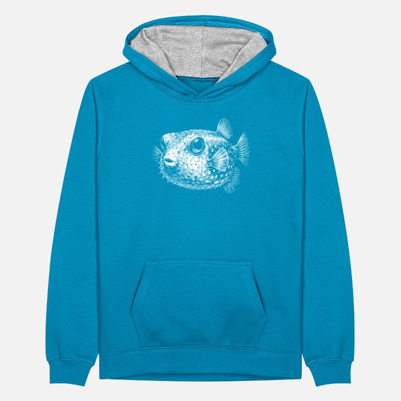 Poisson-globe Sweat à capuche contrasté Ado