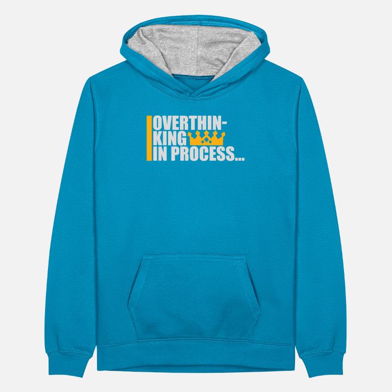 Overthinking In Process Funny Brooding Saying Logo Teenager Contrast Hoodie