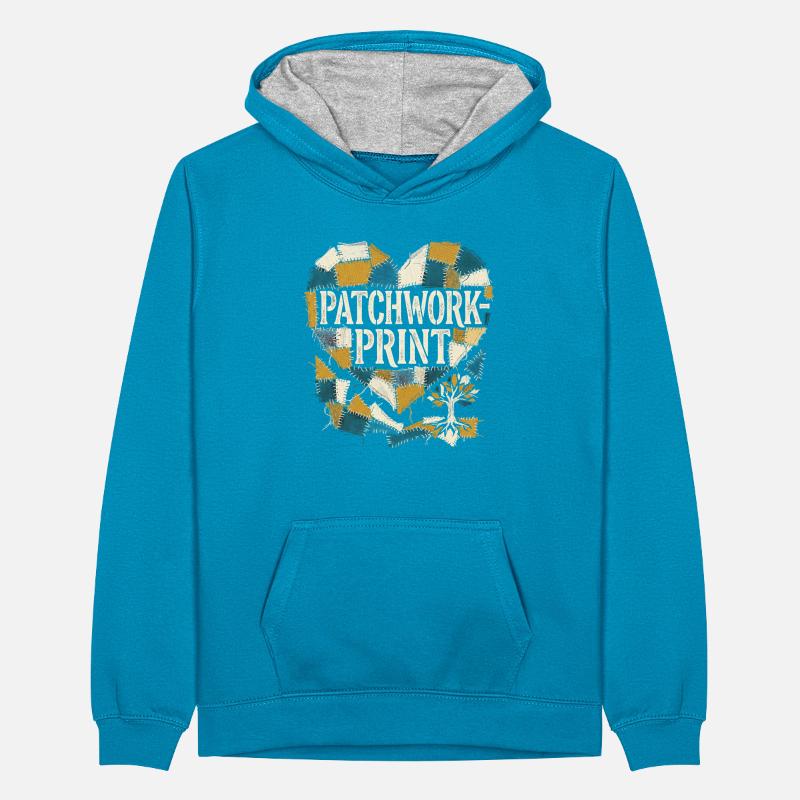 Impression patchwork Sweat à capuche contrasté Ado
