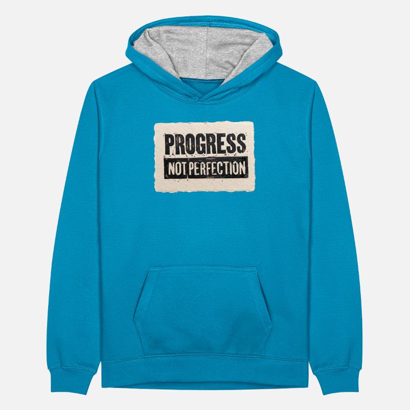 Progrès-pas-perfection Sweat à capuche contrasté Ado