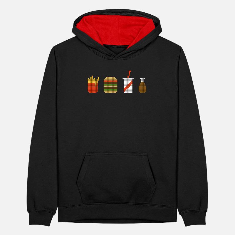 Restauration rapide Pixel Sweat à capuche contrasté Ado