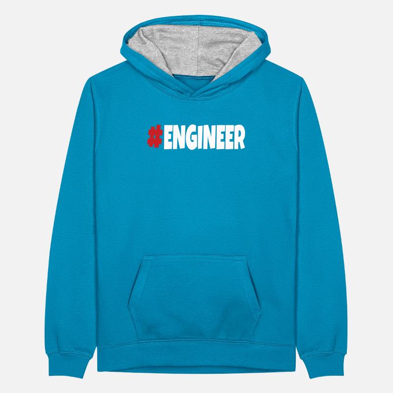 #engineer red&white Teenager Contrast Hoodie
