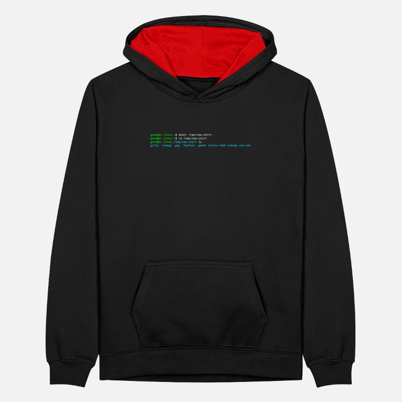 terminal linux Sweat à capuche contrasté Ado