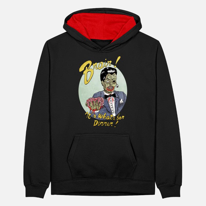 Brain for dinner Teenager Kontrast-Hoodie