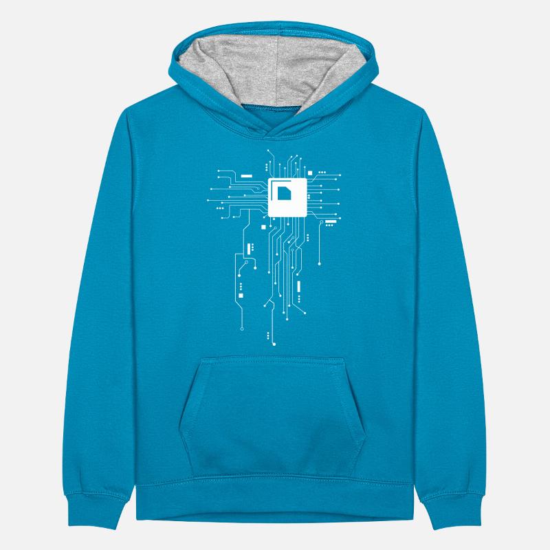 CPU Technology Nerd Computer Chip Computer Scientist Teenager Contrast Hoodie