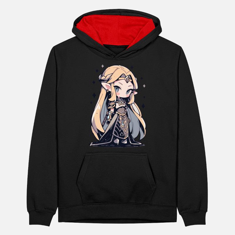 Princesse Chibi mignonne - Conception de conte de fées mignon Sweat à capuche contrasté Ado