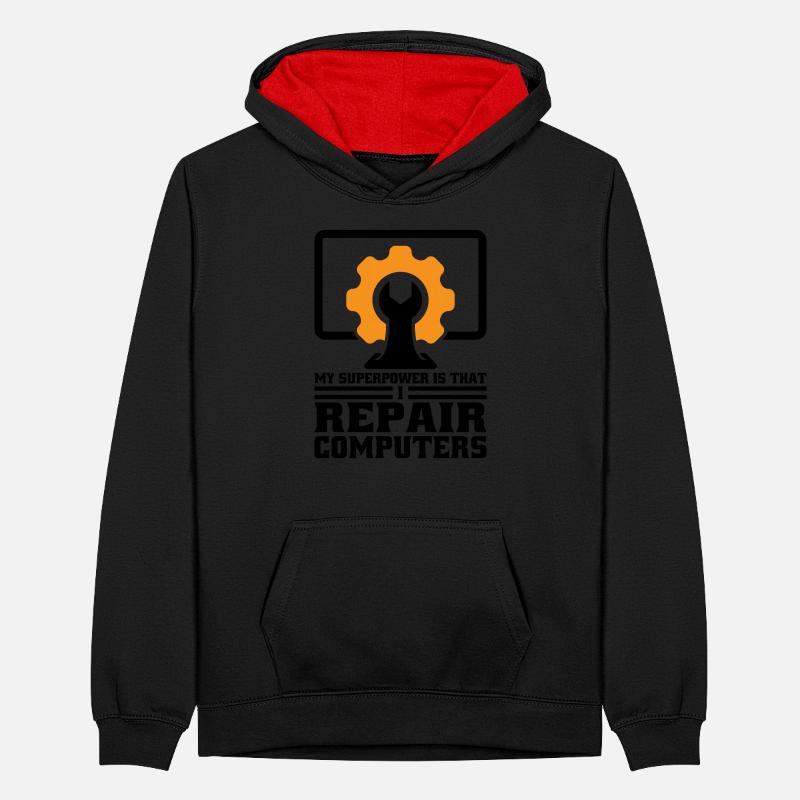 Technischer Support Computertechniker Technischer Teenager Kontrast-Hoodie