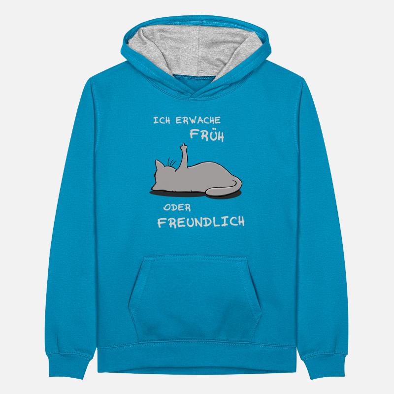 Ich erwache früh oder freundlich Teenager Kontrast-Hoodie
