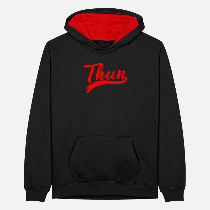 Thun Script Red Logo Teenager Contrast Hoodie