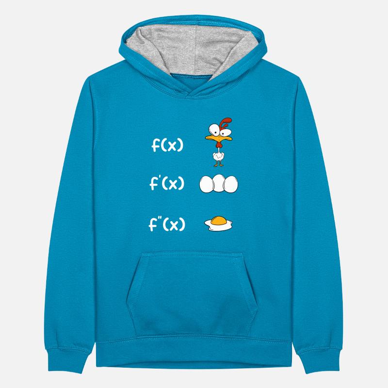 Math Derivation Chicken Student Teacher Gift Teenager Contrast Hoodie