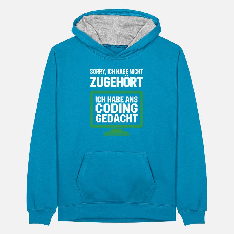 Coding Gedacht Bildschirm Spruch Teenager Kontrast-Hoodie