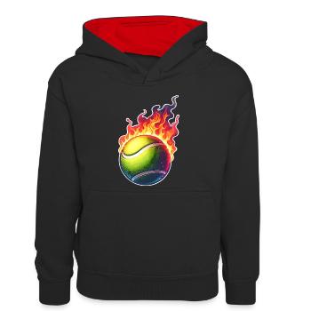 Tennis - Teenager Kontrast-Hoodie - Schwarz/Rot - Vorne