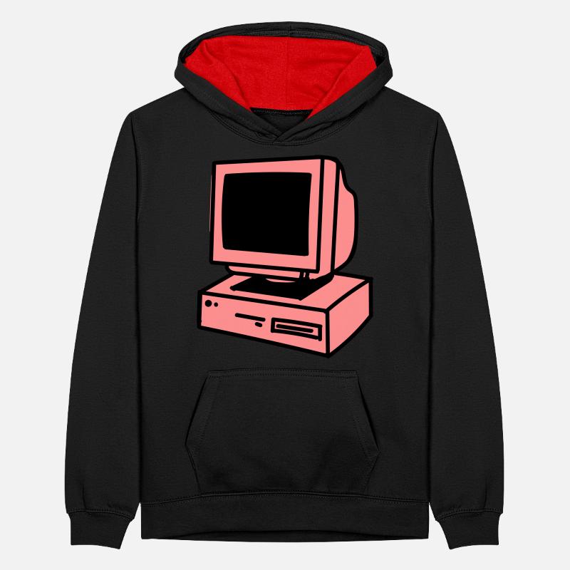 Computer Teenager Contrast Hoodie