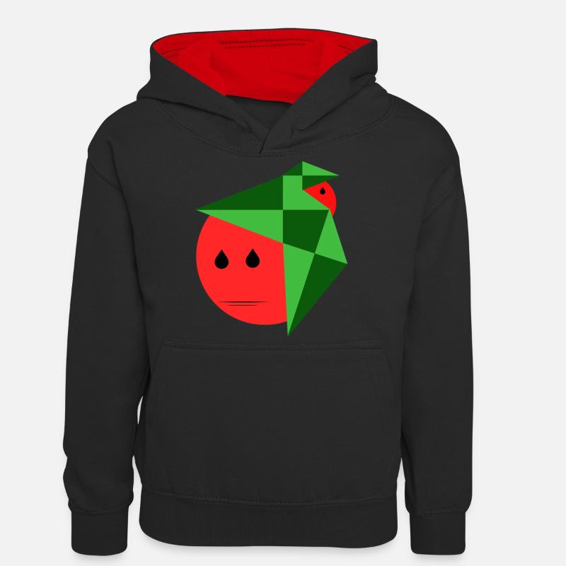 Drôle d’homme pastèque - Sweat à capuche contrasté Ado - noir/rouge