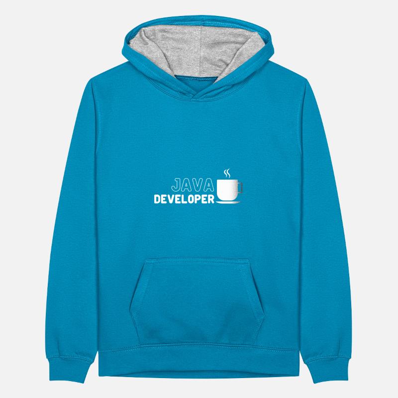 Java Developer Coffee Kaffee Teenager Contrast Hoodie