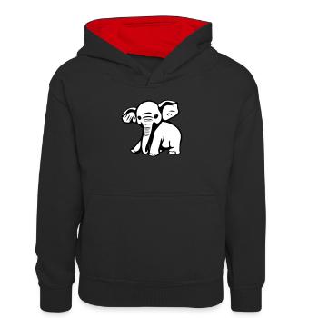 Baby elephant in a comic book style - Teenager Contrast Hoodie - black/red - Front