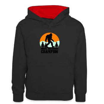 big foot social distancing - Teenager Kontrast-Hoodie - Schwarz/Rot - Vorne