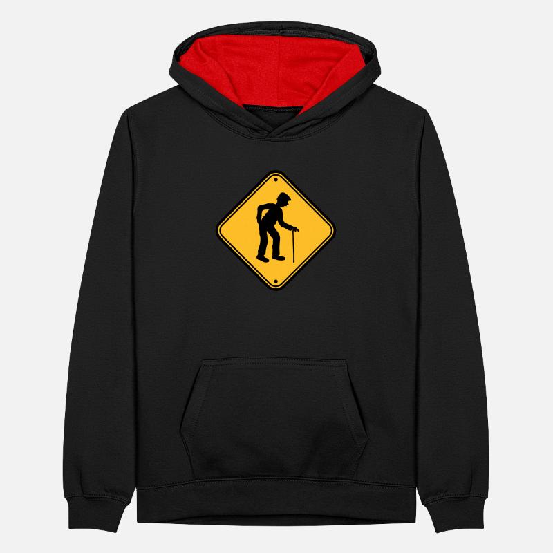 Shield attention danger danger caution note warn Teenager Contrast Hoodie