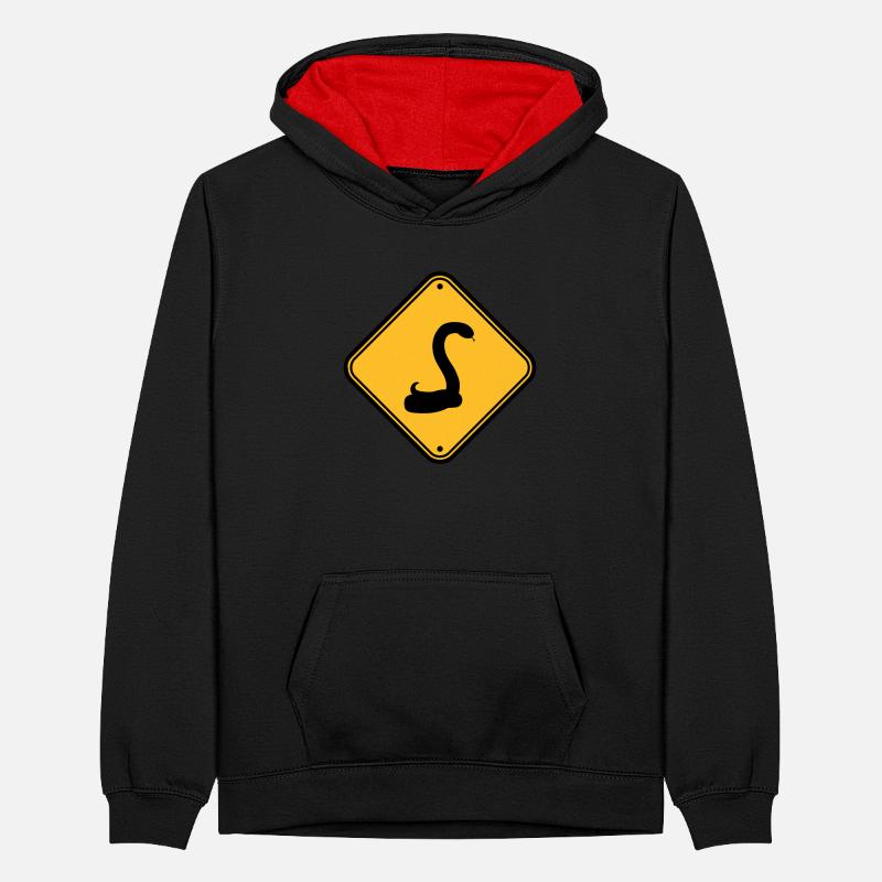 snake caution caution caution note sign s Teenager Contrast Hoodie