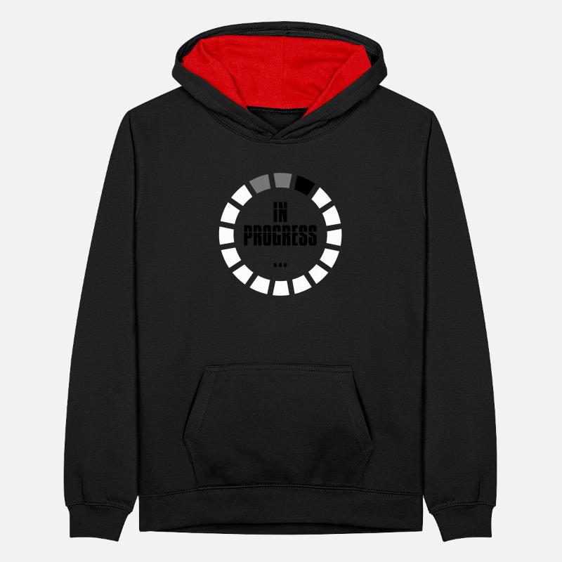 in progress loading sign ring circle loading becomes a Teenager Contrast Hoodie