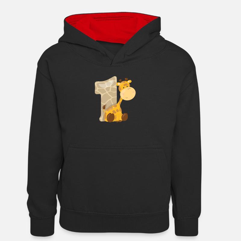 SAFARI - Sweat à capuche contrasté Ado - noir/rouge