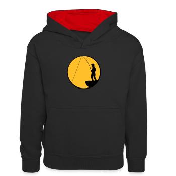 fischer klippe meer hang rund mond nacht angler sp - Teenager Kontrast-Hoodie - Schwarz/Rot - Vorne