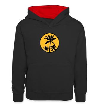 Palmiers du Soleil des Fêtes - Sweat à capuche contrasté Ado - noir/rouge - Devant
